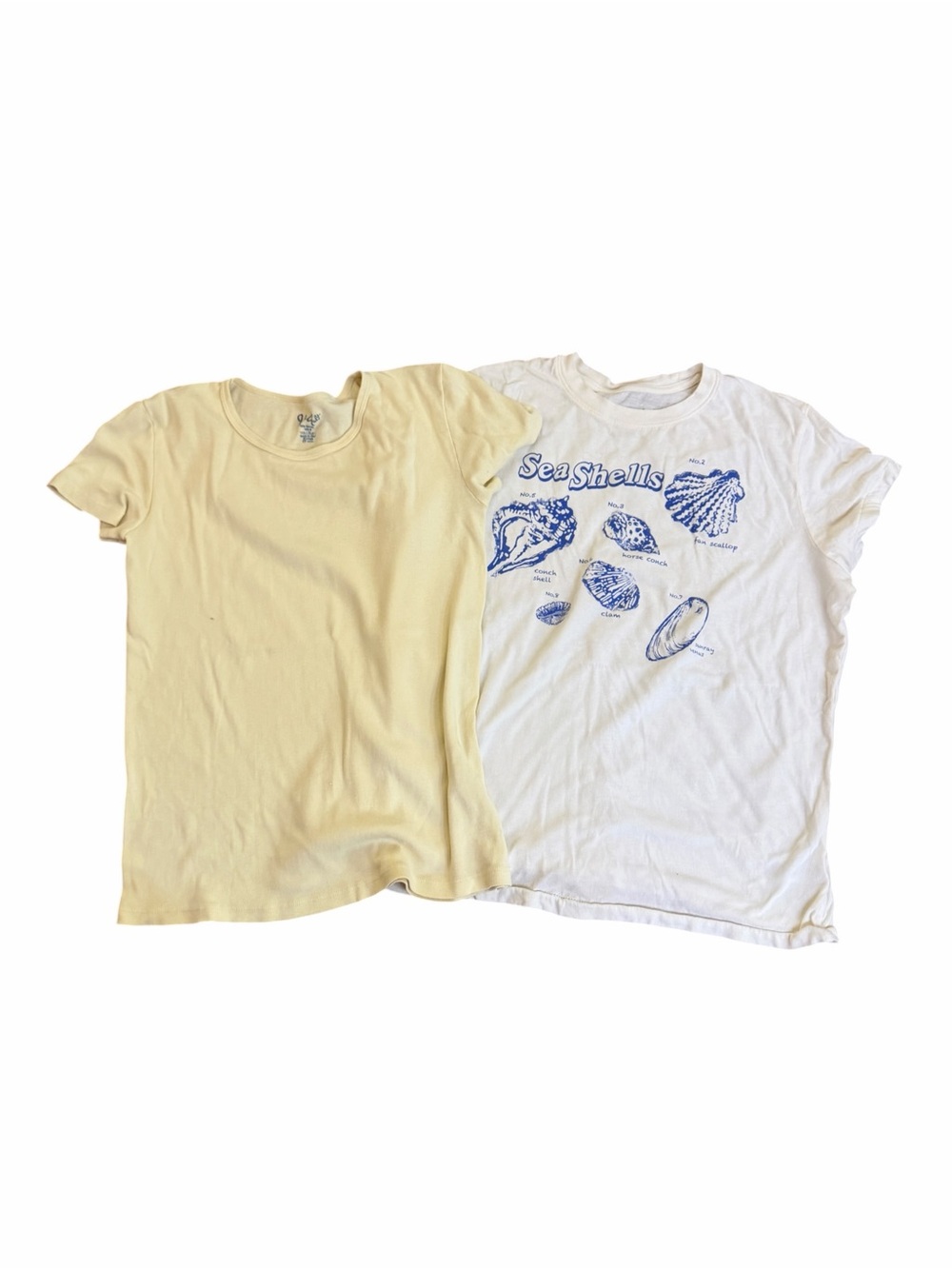 Brandy Melville Yellow Tee & White Seashell Graphic Tee